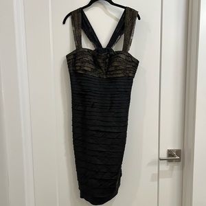 JS Collection Body Con Bandage Style Dress with Gold Sheer Detail